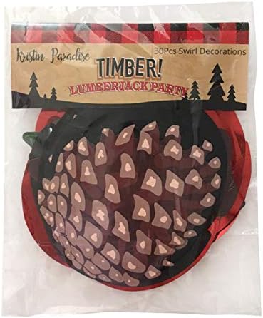 30Ct Lumberjack Hanging Swirl Decorations, Buffalo Plaid Ceiling Streamers