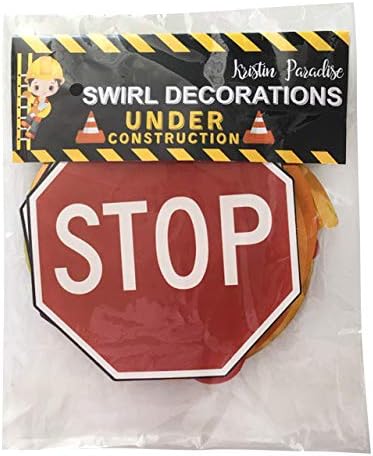 30Ct Construction Hanging Swirl Decorations, Traffic Zone Birthday Theme Streamers