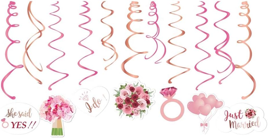 30Ct Wedding Bridal Shower Hanging Swirl Decorations - Ceiling Streamers for Engagement Party