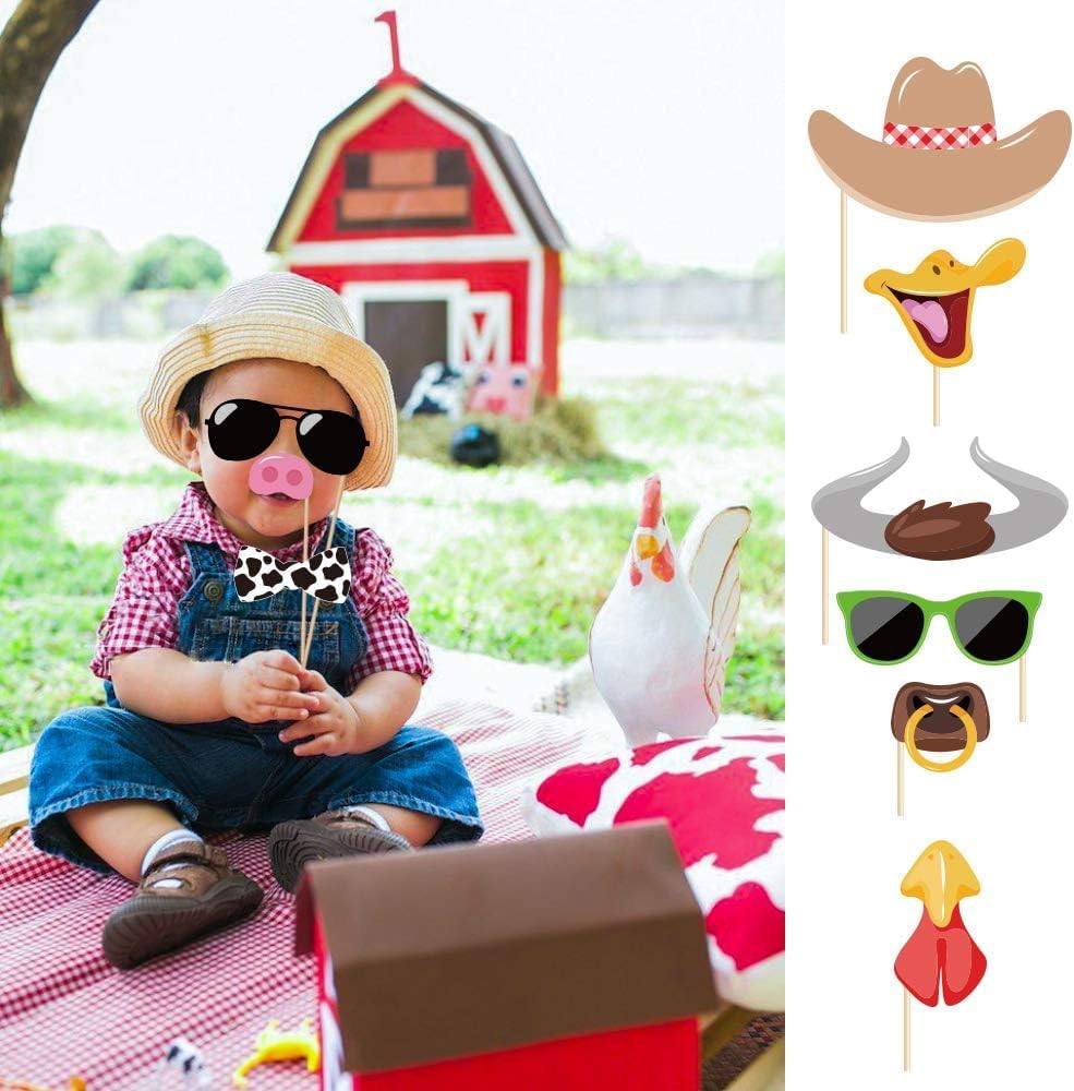 25Pcs Farm Animal Photo Booth Props with Stick