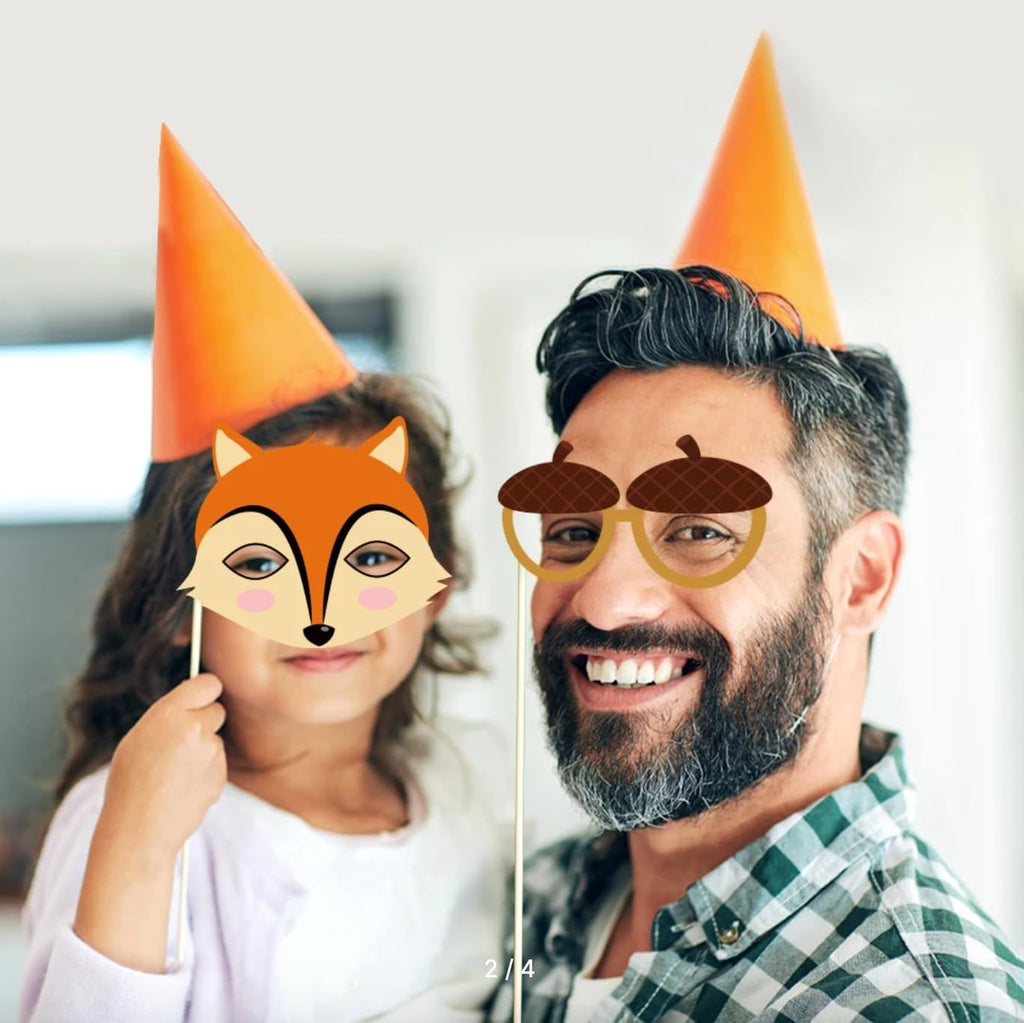 44Pcs Woodland Animals Photo Booth Props with Stick