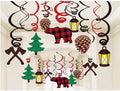 30Ct Lumberjack Hanging Swirl Decorations, Buffalo Plaid Ceiling Streamers