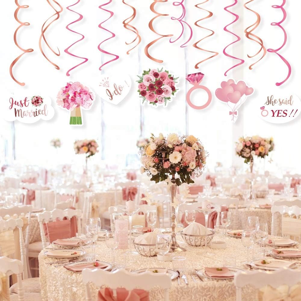 30Ct Wedding Bridal Shower Hanging Swirl Decorations - Ceiling Streamers for Engagement Party