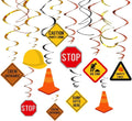 30Ct Construction Hanging Swirl Decorations, Traffic Zone Birthday Theme Streamers