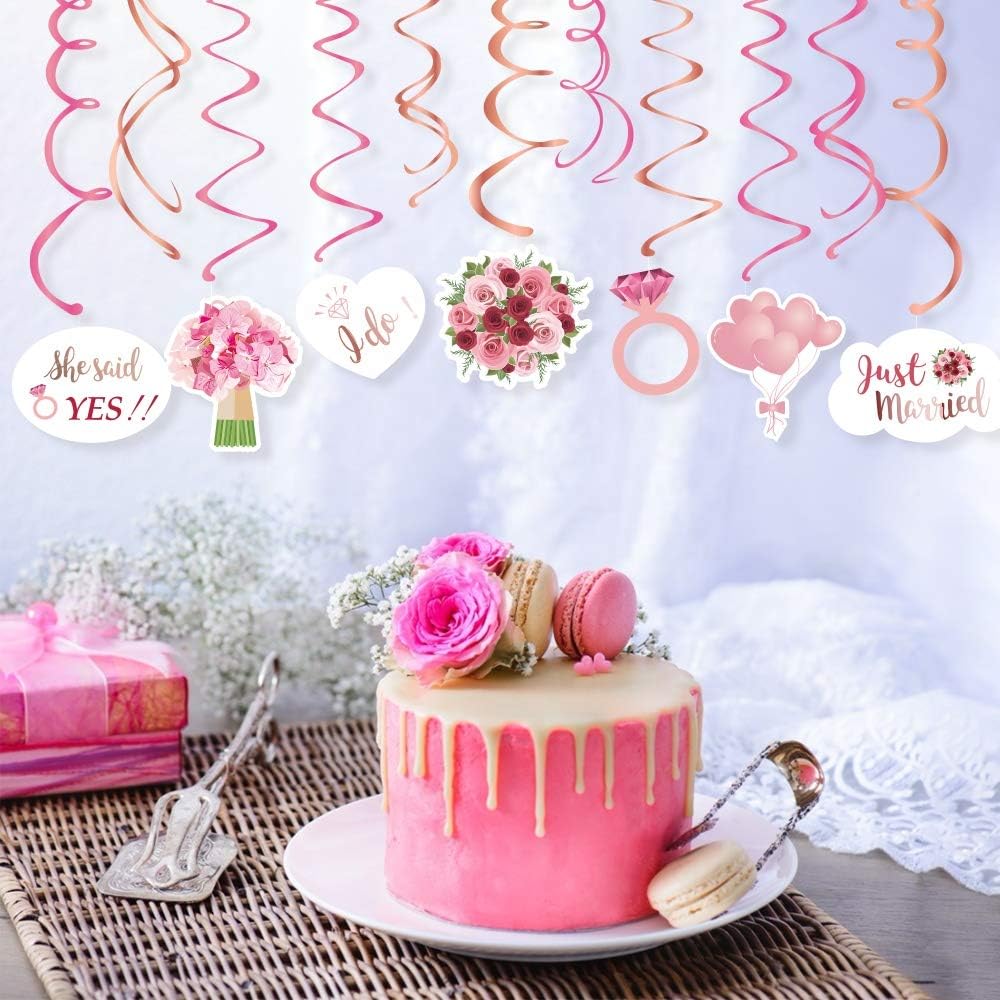 30Ct Wedding Bridal Shower Hanging Swirl Decorations - Ceiling Streamers for Engagement Party