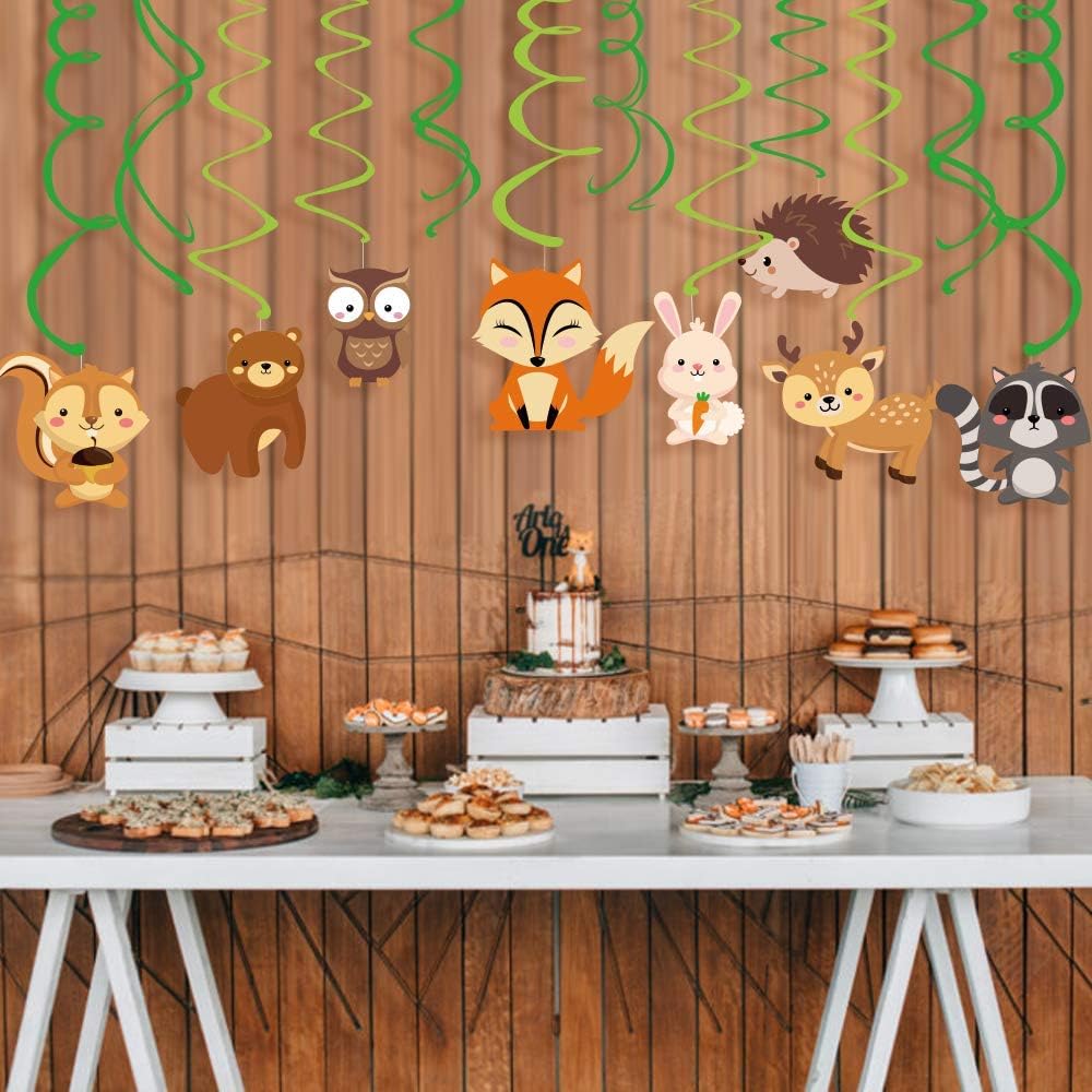 30Ct Woodland Animals Hanging Swirl Decorations