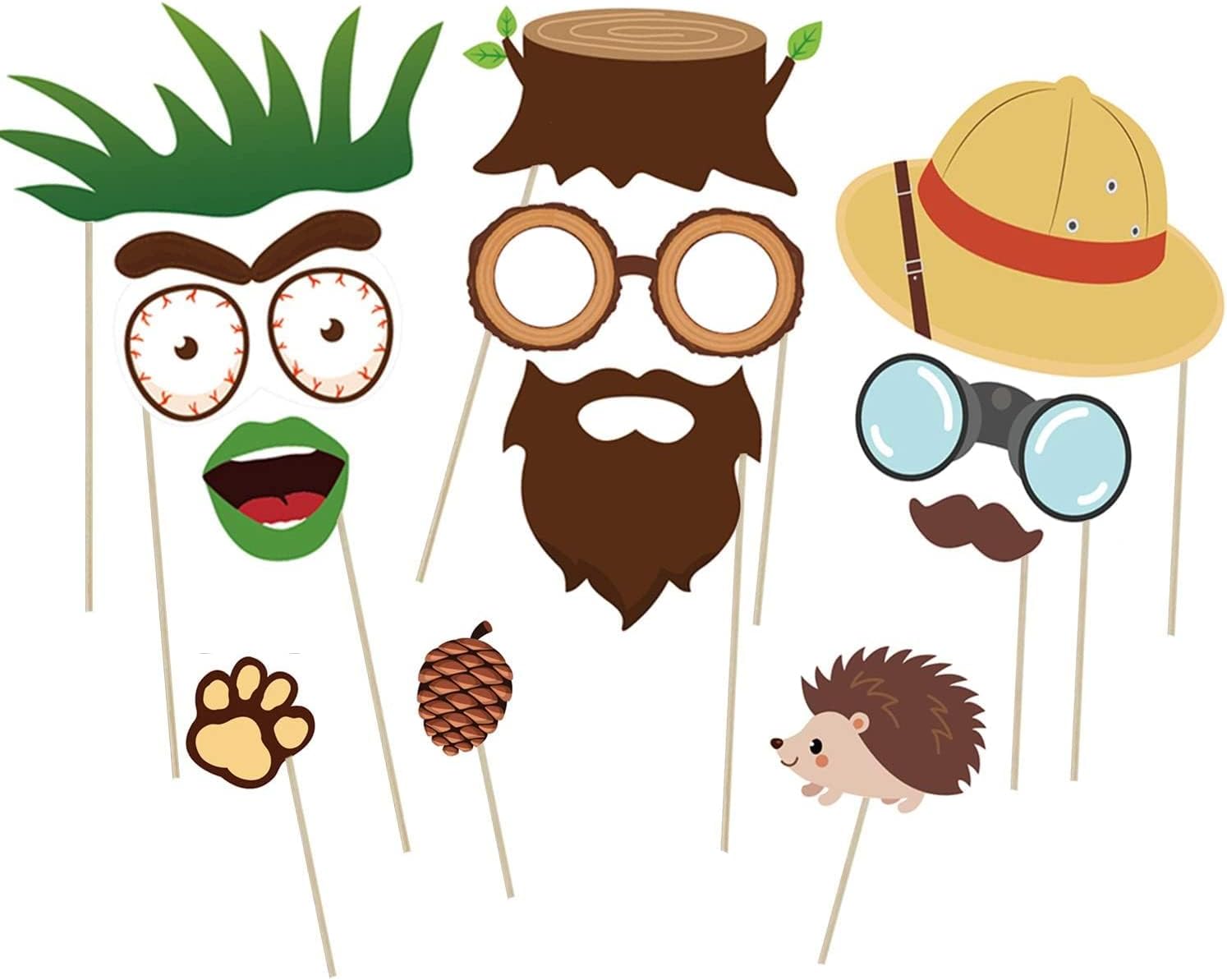 44Pcs Woodland Animals Photo Booth Props with Stick