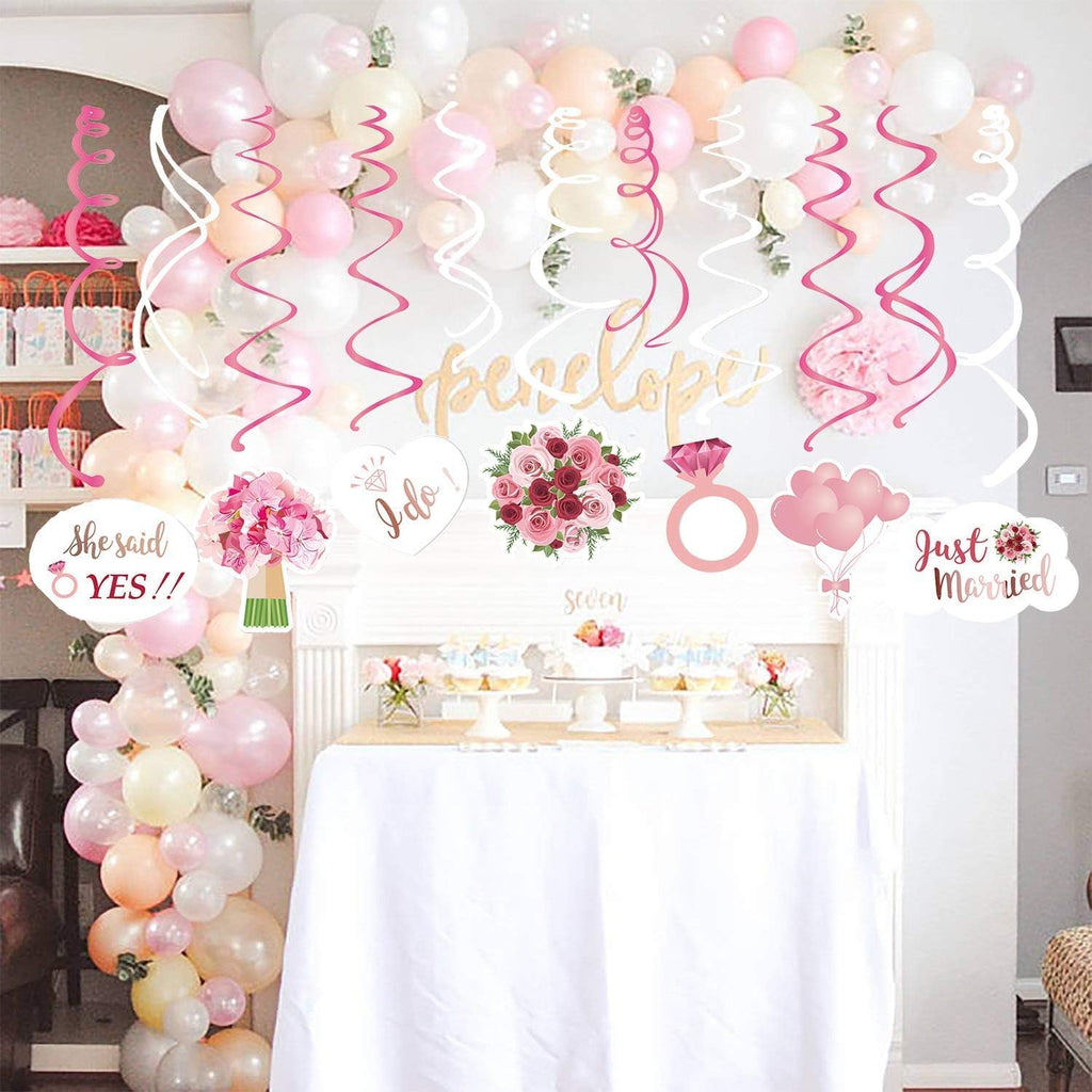 30Ct Wedding Bridal Shower Hanging Swirl Decorations - Ceiling Streamers for Engagement Party