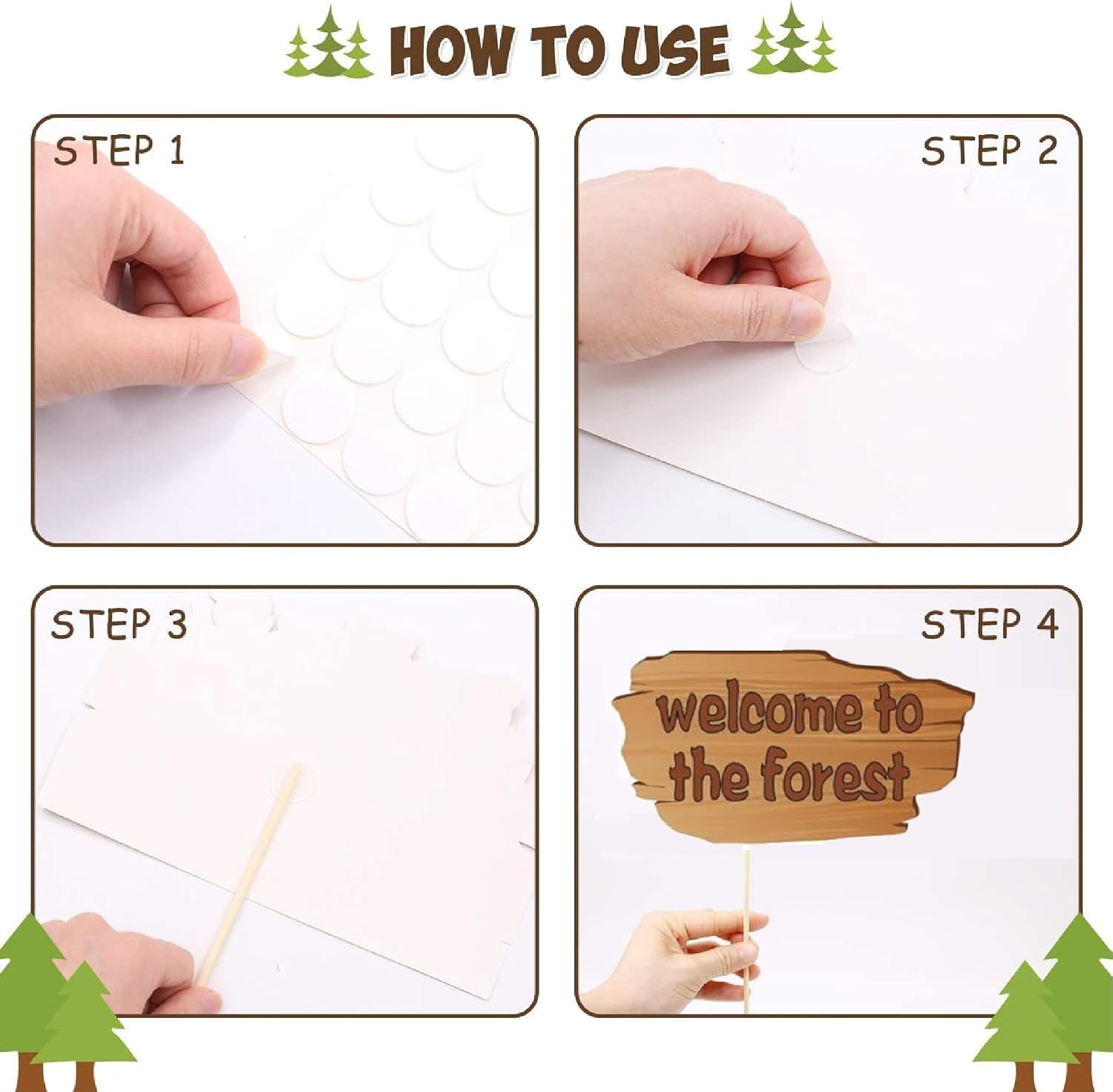 44Pcs Woodland Animals Photo Booth Props with Stick