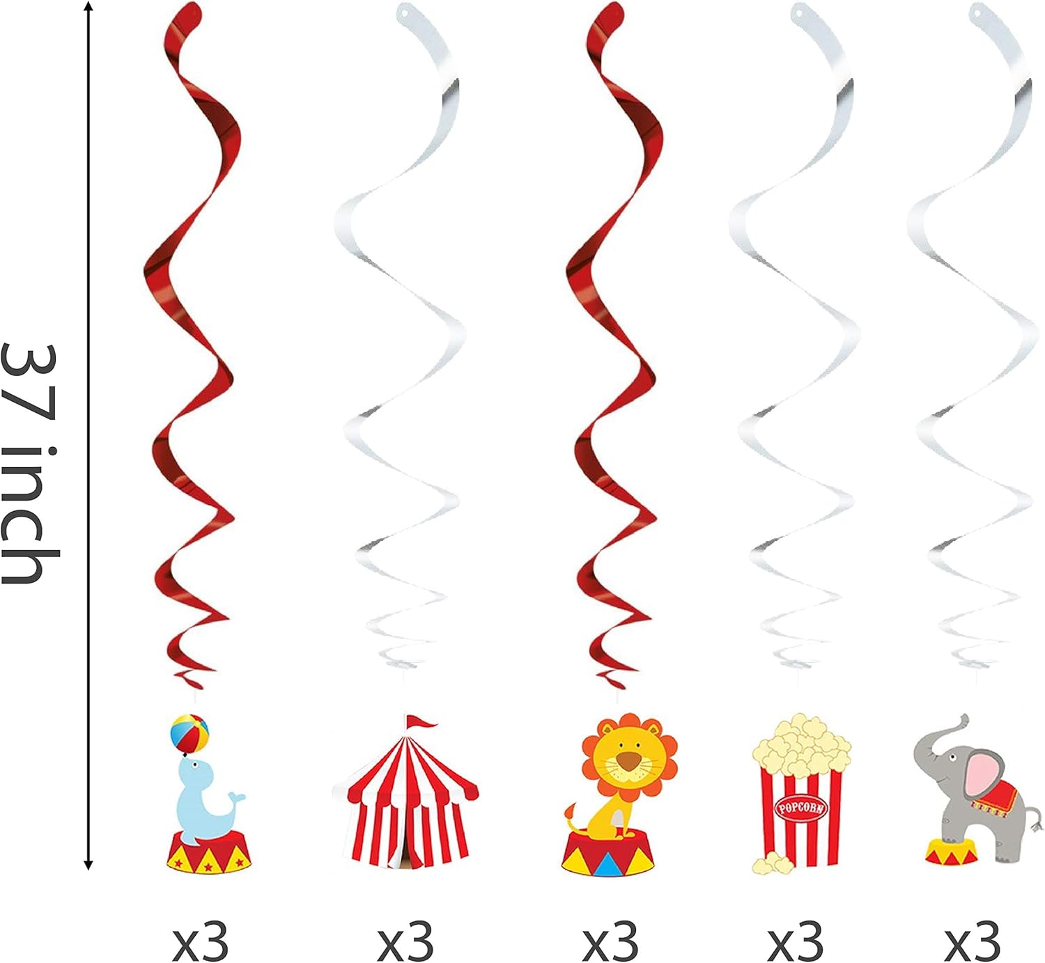 30Ct Carnival Hanging Swirl Decorations
