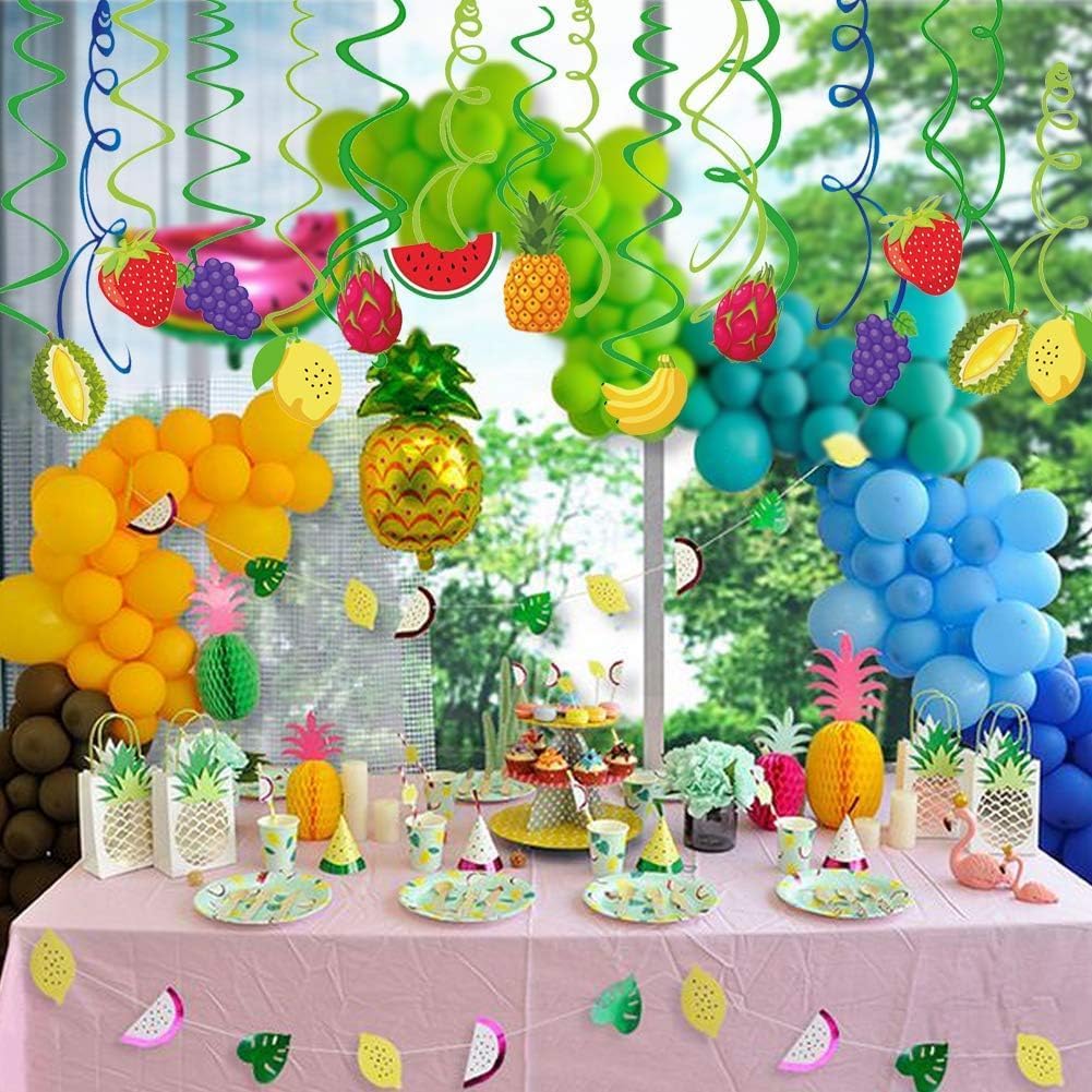 30Ct Tutti Frutti Hanging Swirl Decorations