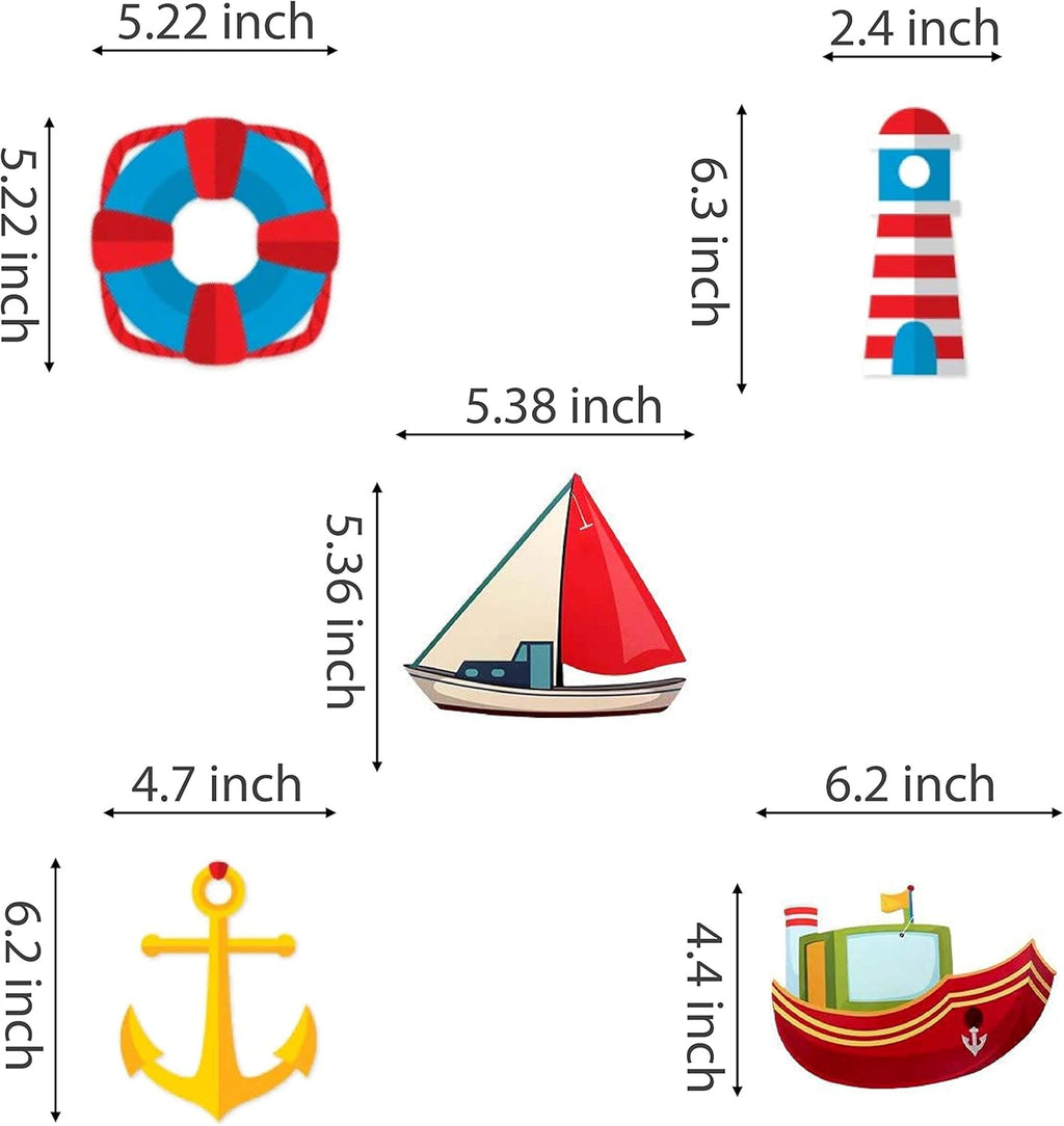 30Ct Nautical Hanging Swirl Decorations, Ahoy Boy Birthday Ceiling Streamers