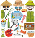 25Pcs Gone Fishing Photo Booth Props with Stick