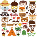 44Pcs Woodland Animals Photo Booth Props with Stick