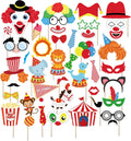 44Pcs Circus Animals Photo Booth Props with Stick – Carnival Selfie Props