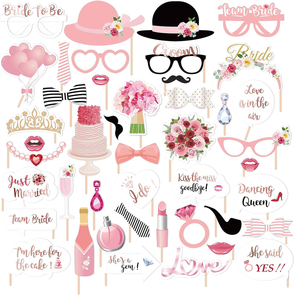 44Ct Wedding Bridal Shower Photo Booth Props with Stick